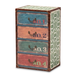 Baxton Studio Amandine Vintage Rustic French Inspired Multicolor Finished Wood 4-Drawer Accent Storage Cabinet